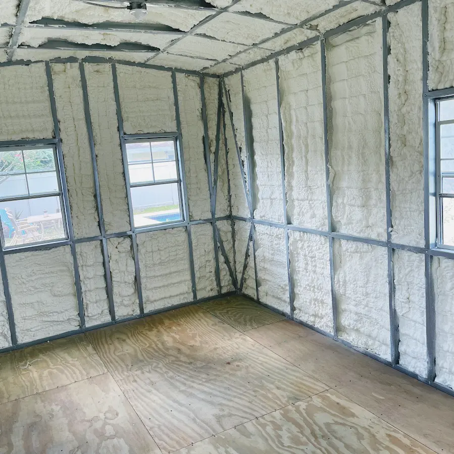 Closed-cell spray foam insulation applied to wall cavities in a residential project in North Las Vegas